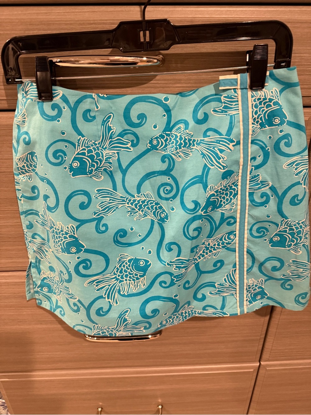 Lilly Pulitzer Turquoise & White Fish-Print Skort